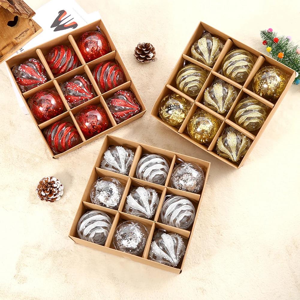 9PCS 8cm Christmas Ball Ornaments Tree Decorations For Holiday Wedding Party For Decoration Hanging Decor