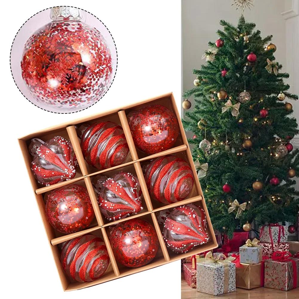 9PCS 8cm Christmas Ball Ornaments Tree Decorations For Holiday Wedding Party For Decoration Hanging Decor