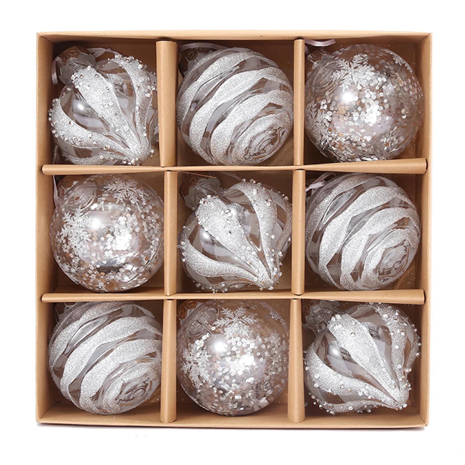 9PCS 8cm Christmas Ball Ornaments Tree Decorations For Holiday Wedding Party For Decoration Hanging Decor