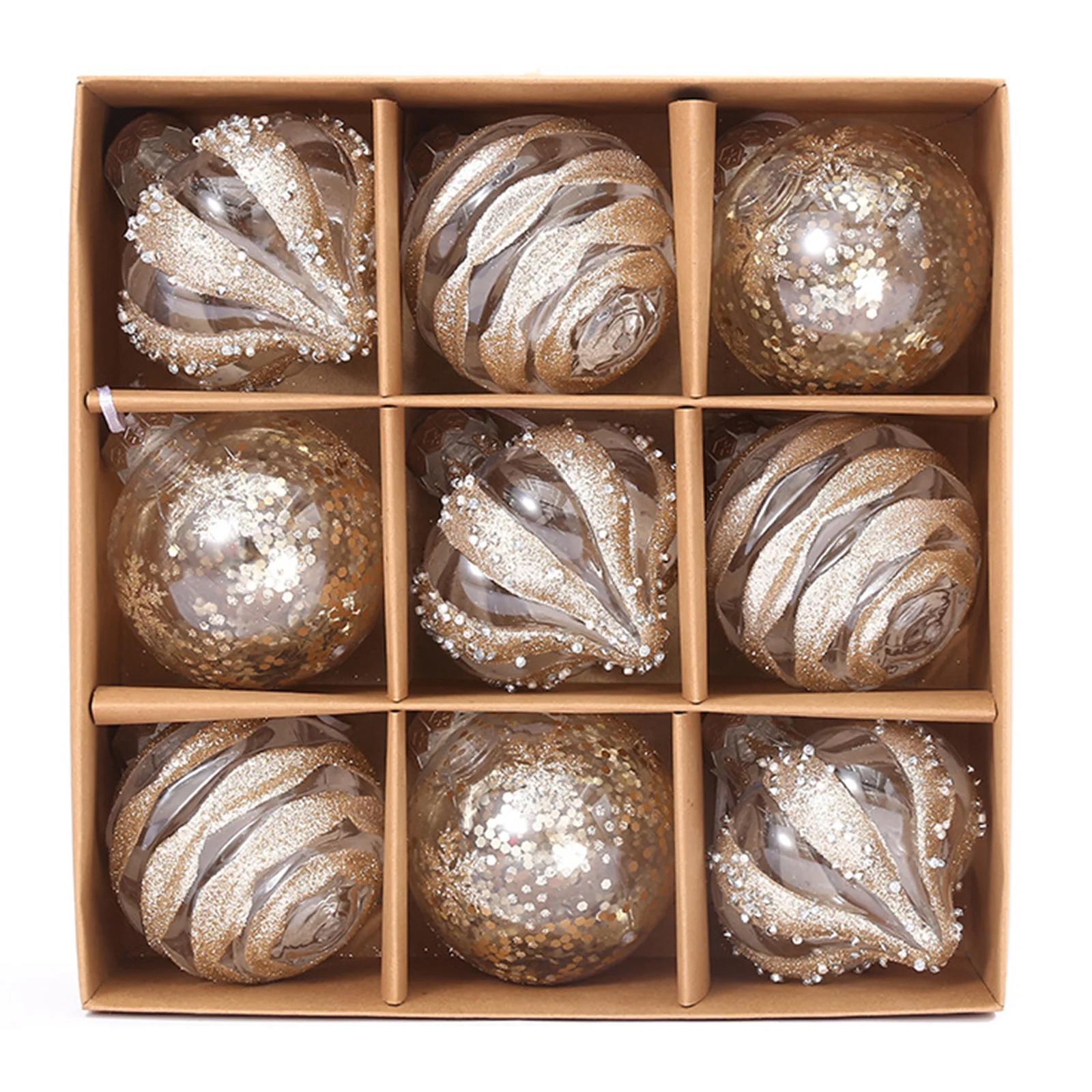 9PCS 8cm Christmas Ball Ornaments Tree Decorations For Holiday Wedding Party For Decoration Hanging Decor