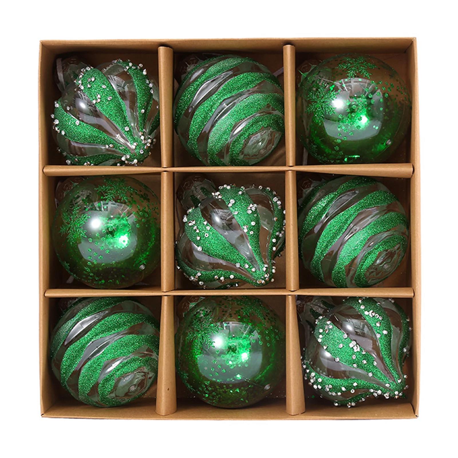 9PCS 8cm Christmas Ball Ornaments Tree Decorations For Holiday Wedding Party For Decoration Hanging Decor