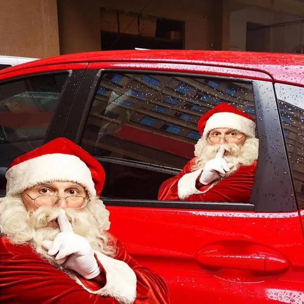 Car Sticker Santa Christmas Decal Window Claus Rear Decals Funny Decoration Stickers Auto Wall Truck Vinyl Adhesive Self