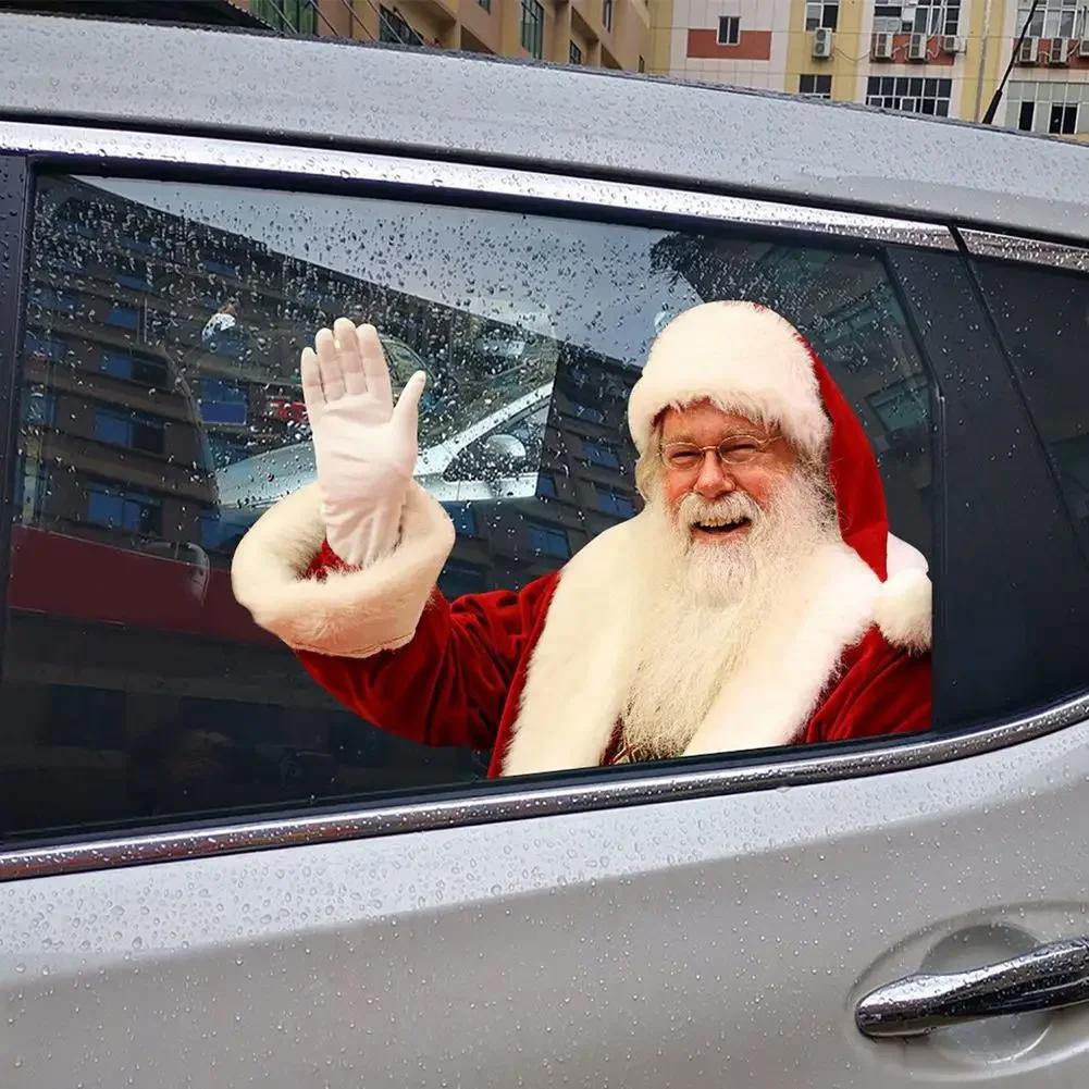 Car Sticker Santa Christmas Decal Window Claus Rear Decals Funny Decoration Stickers Auto Wall Truck Vinyl Adhesive Self