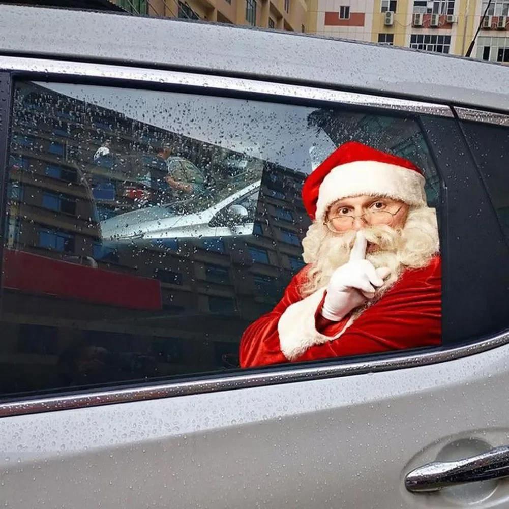 Car Sticker Santa Christmas Decal Window Claus Rear Decals Funny Decoration Stickers Auto Wall Truck Vinyl Adhesive Self