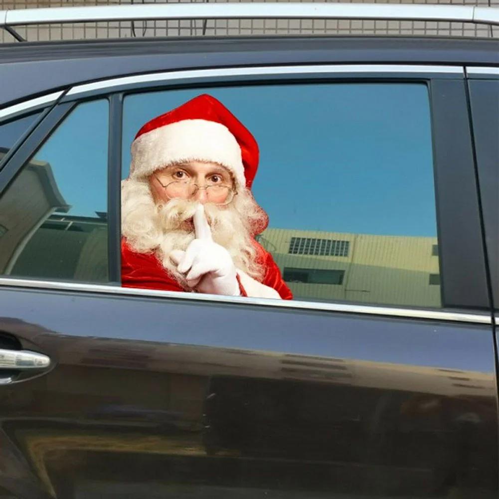 Car Sticker Santa Christmas Decal Window Claus Rear Decals Funny Decoration Stickers Auto Wall Truck Vinyl Adhesive Self