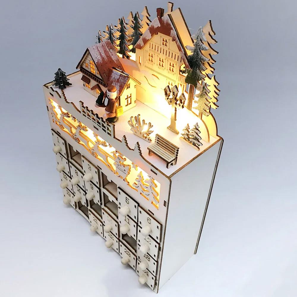 Christmas Advent Calendar LED Light Empty Filling Candy Drawer Magic Gift for Shopping Mall Sale Event Background Decoration