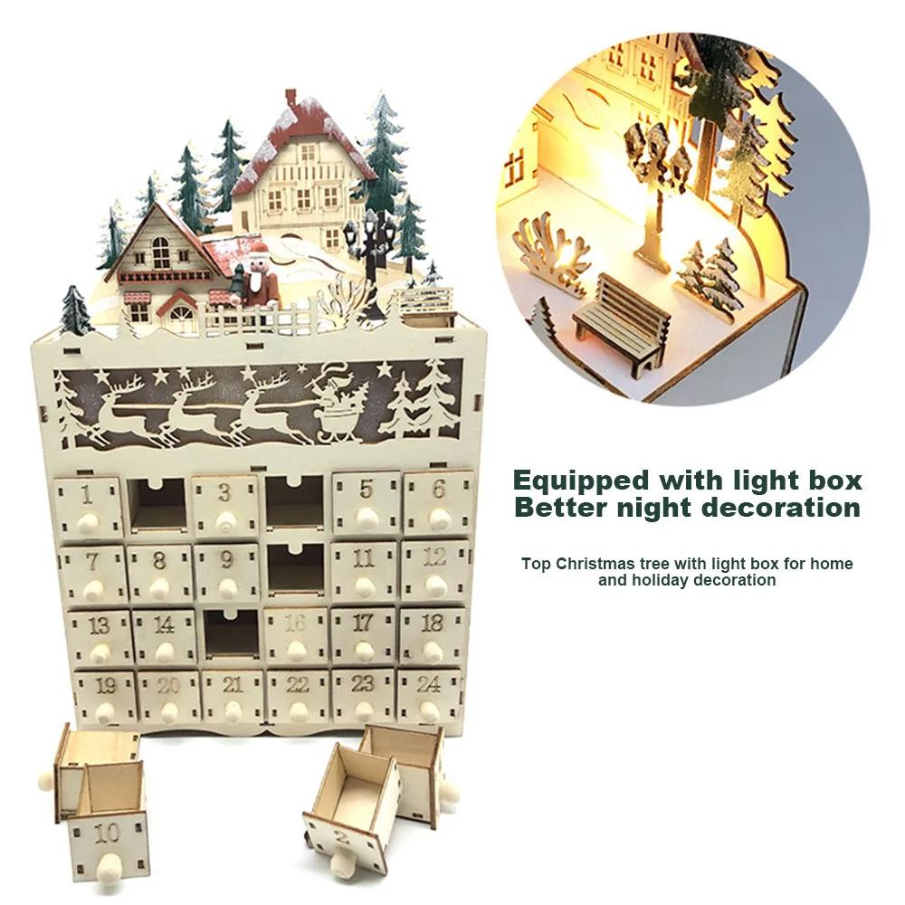 Christmas Advent Calendar LED Light Empty Filling Candy Drawer Magic Gift for Shopping Mall Sale Event Background Decoration