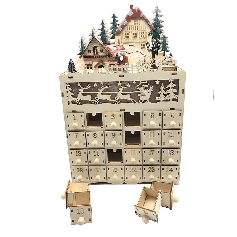 Christmas Advent Calendar LED Light Empty Filling Candy Drawer Magic Gift for Shopping Mall Sale Event Background Decoration