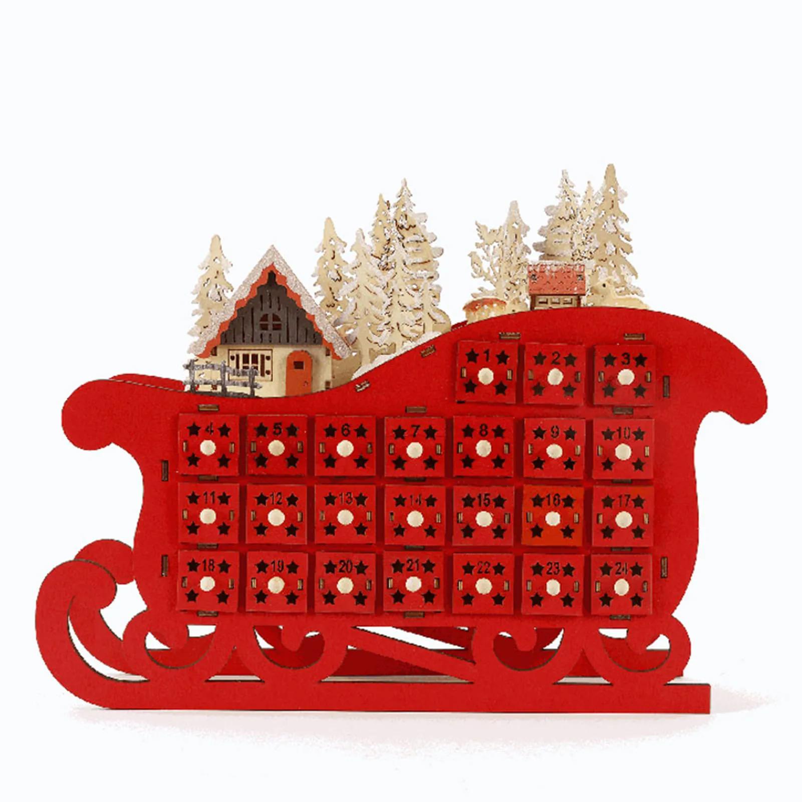 Christmas Advent Calendar LED Light Empty Filling Candy Drawer Magic Gift for Shopping Mall Sale Event Background Decoration