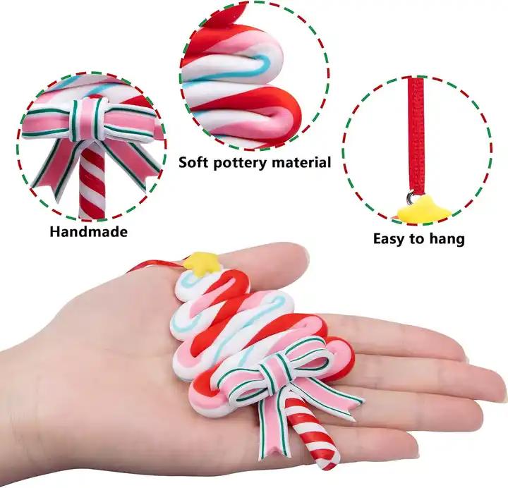 Christmas Candies Polymer Clay Ornament- Xmas Decor Candy Cane Hanging Decorations for Xmas Tree ,Christmas Lollipop Ornaments