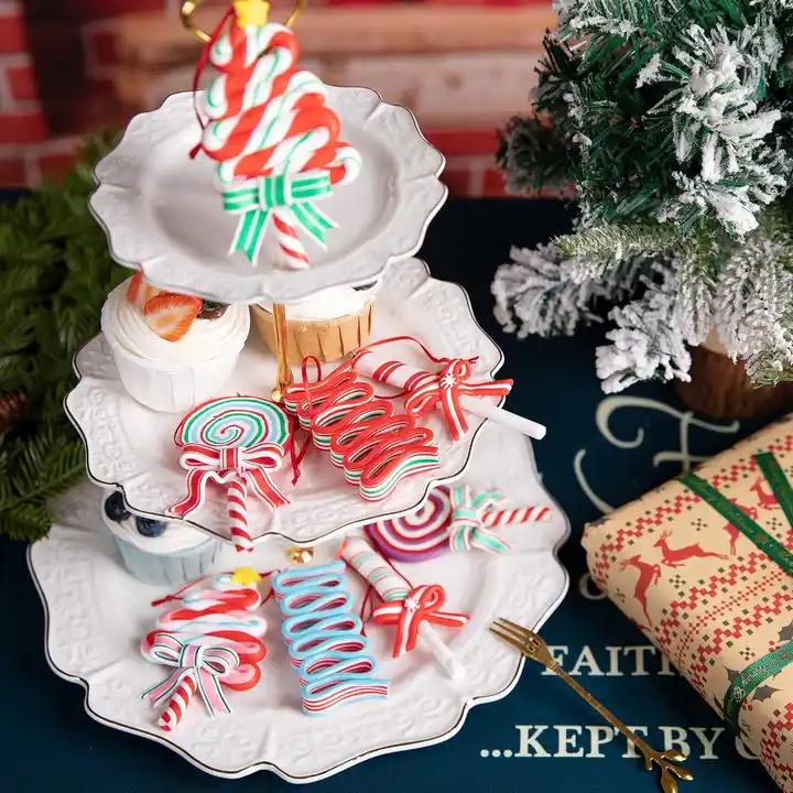 Christmas Candies Polymer Clay Ornament- Xmas Decor Candy Cane Hanging Decorations for Xmas Tree ,Christmas Lollipop Ornaments