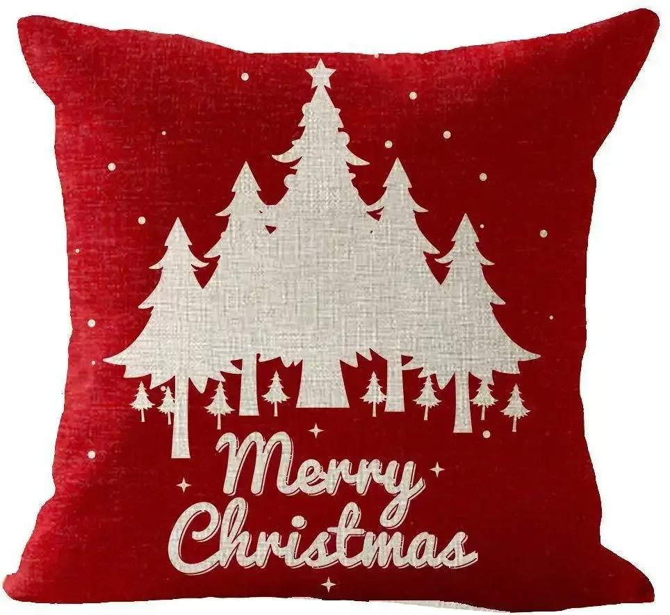 Christmas Cotton Linen Santa Snowflake Elk Custom Throw Pillow Pillowcase Cushion Home Decor Gift New Year
