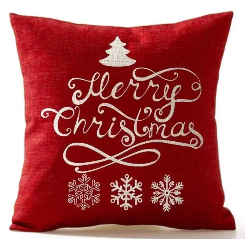 Christmas Cotton Linen Santa Snowflake Elk Custom Throw Pillow Pillowcase Cushion Home Decor Gift New Year