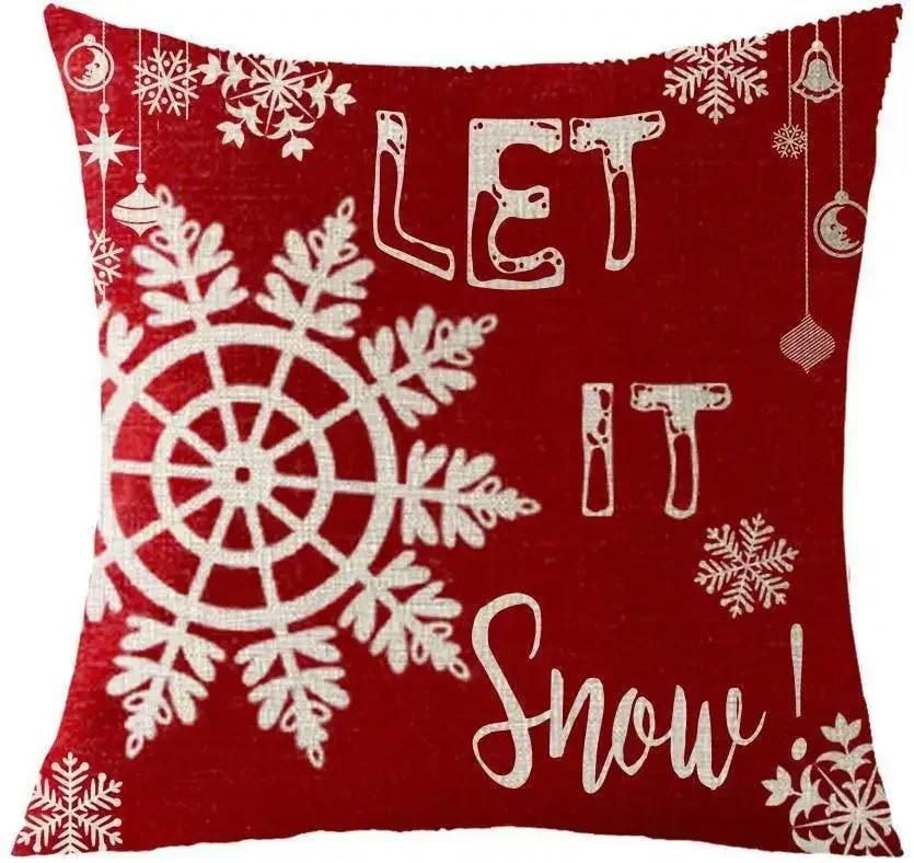 Christmas Cotton Linen Santa Snowflake Elk Custom Throw Pillow Pillowcase Cushion Home Decor Gift New Year