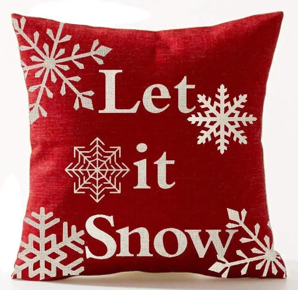 Christmas Cotton Linen Santa Snowflake Elk Custom Throw Pillow Pillowcase Cushion Home Decor Gift New Year