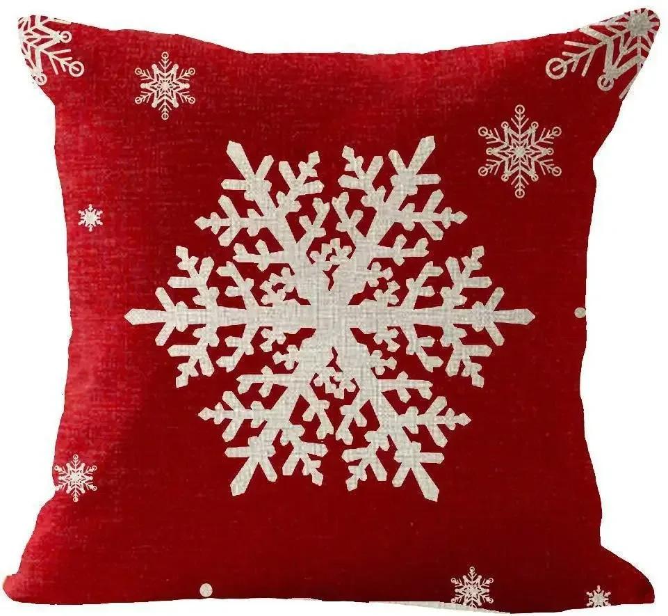 Christmas Cotton Linen Santa Snowflake Elk Custom Throw Pillow Pillowcase Cushion Home Decor Gift New Year