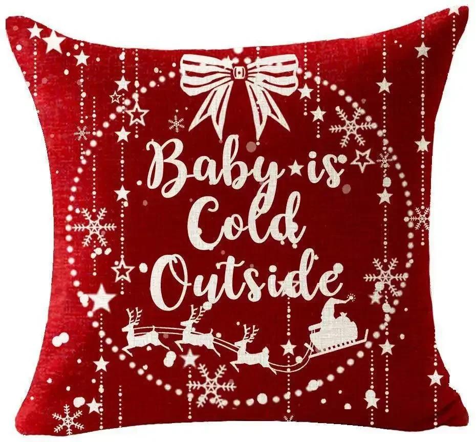 Christmas Cotton Linen Santa Snowflake Elk Custom Throw Pillow Pillowcase Cushion Home Decor Gift New Year