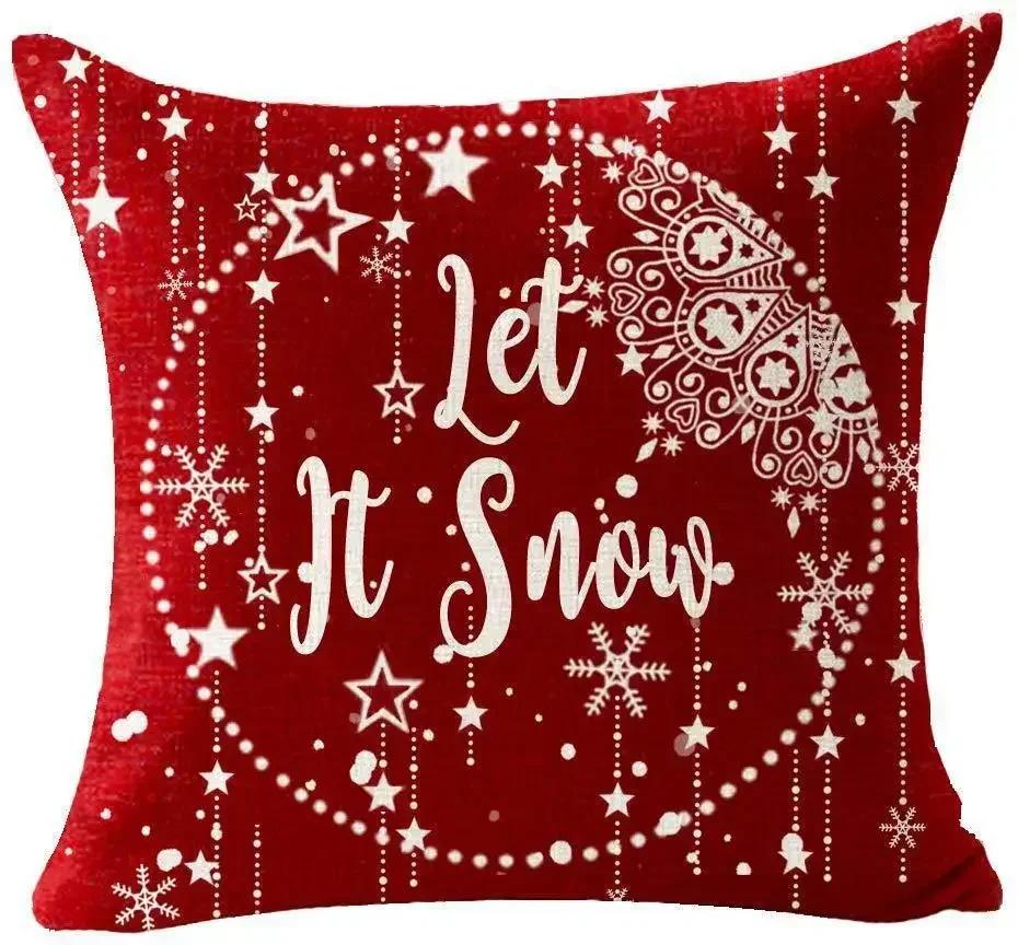 Christmas Cotton Linen Santa Snowflake Elk Custom Throw Pillow Pillowcase Cushion Home Decor Gift New Year