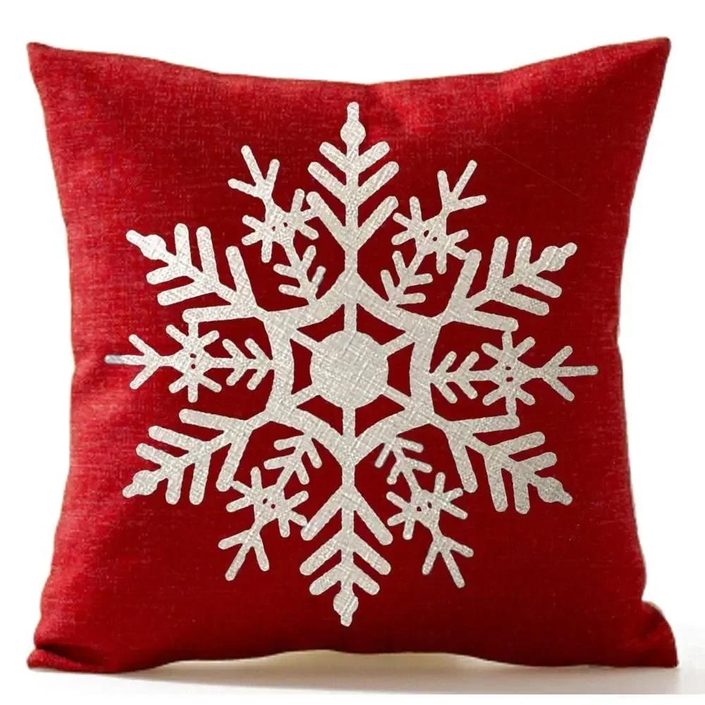 Christmas Cotton Linen Santa Snowflake Elk Custom Throw Pillow Pillowcase Cushion Home Decor Gift New Year