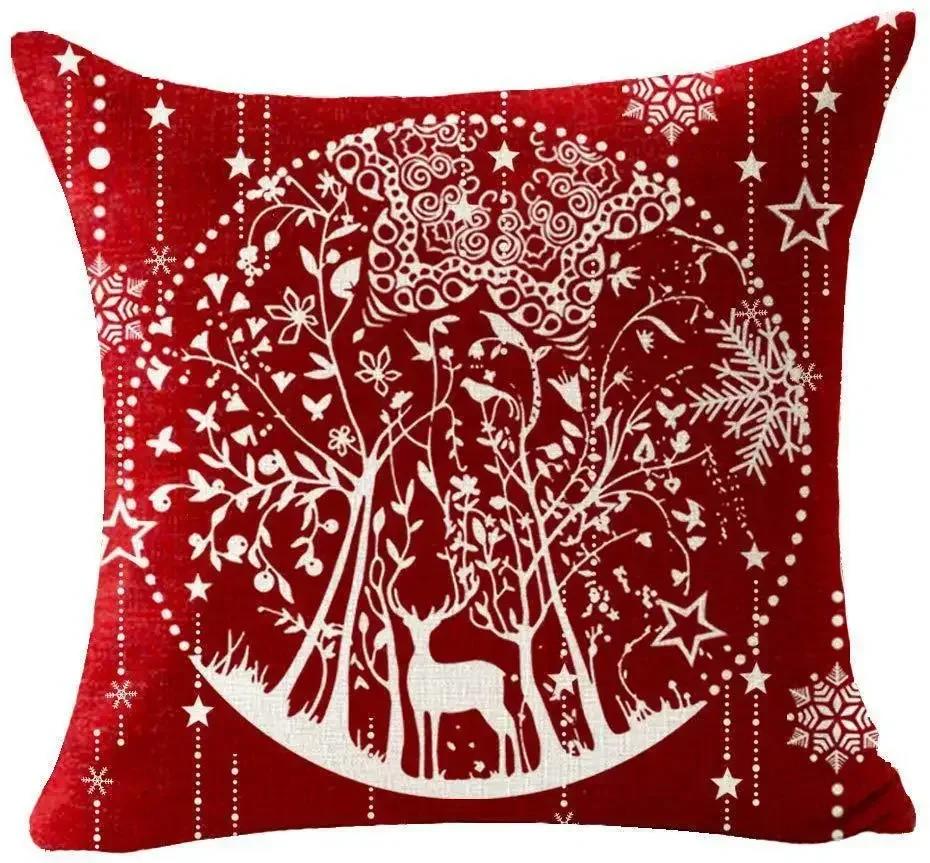 Christmas Cotton Linen Santa Snowflake Elk Custom Throw Pillow Pillowcase Cushion Home Decor Gift New Year