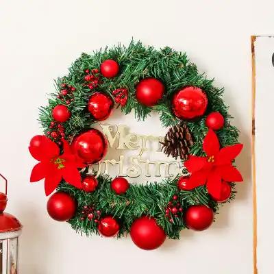 Christmas decoration 30 cm Christmas wreath simulation wreath door hanging window props background Christmas tree accessories