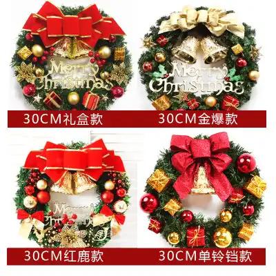 Christmas decoration 30 cm Christmas wreath simulation wreath door hanging window props background Christmas tree accessories
