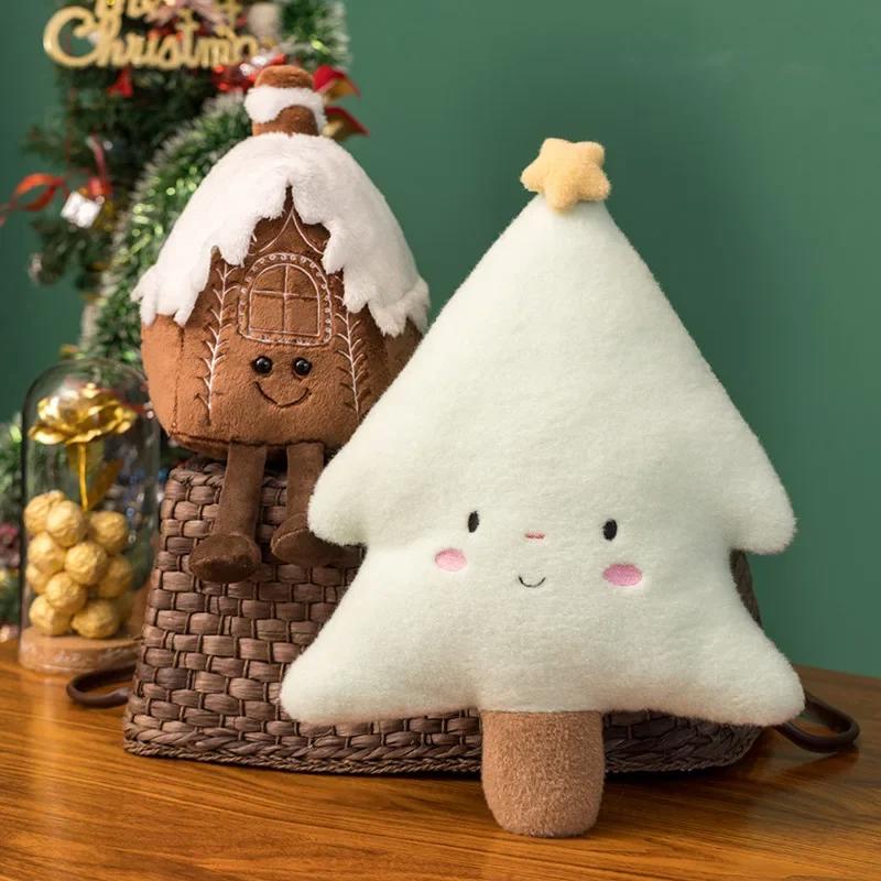 Christmas Ginger Bread Plush Pillow Stuffed Chocolate Cookie Cabin House Decor Cushion Funny XMas Tree Party Decor Doll Plushie