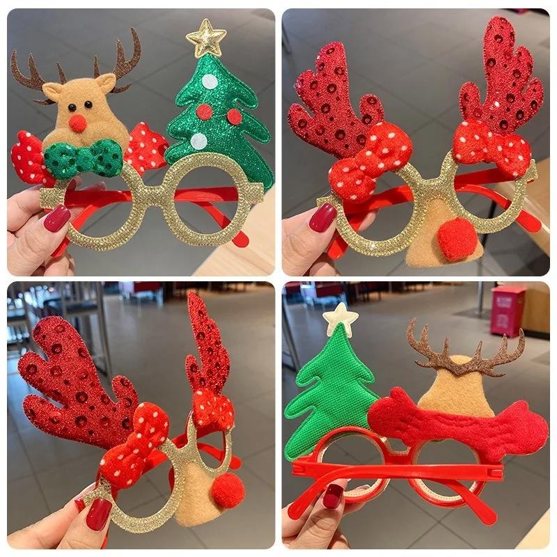 Christmas Glasses Frame Santa Claus Xmas Tree Elk Merry Christmas Glasses Photo Prop Christmas Decorations New Year Navidad Gift
