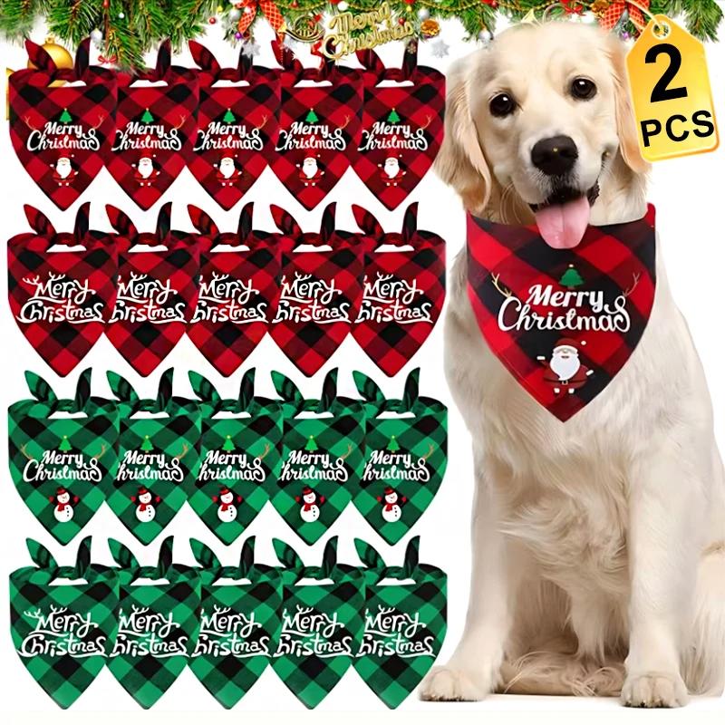 Christmas Pet Triangle Scarf Printed Merry Christmas Santa Claus Snowman Dog Drool Bib Holiday Decoration Gifts Pet Supplies