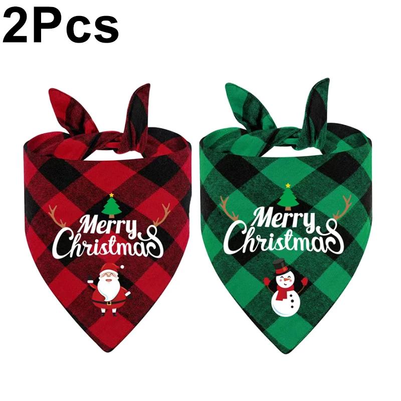 Christmas Pet Triangle Scarf Printed Merry Christmas Santa Claus Snowman Dog Drool Bib Holiday Decoration Gifts Pet Supplies