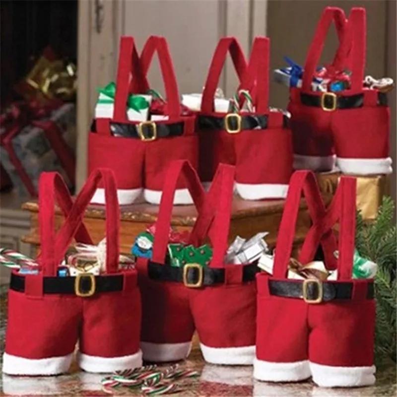 Creative Santa Pants Style Bag Cute Bags Stocking Tree Filler Sacks Stocking Xmas Gift Christmas Decorations Wedding Candy Bag