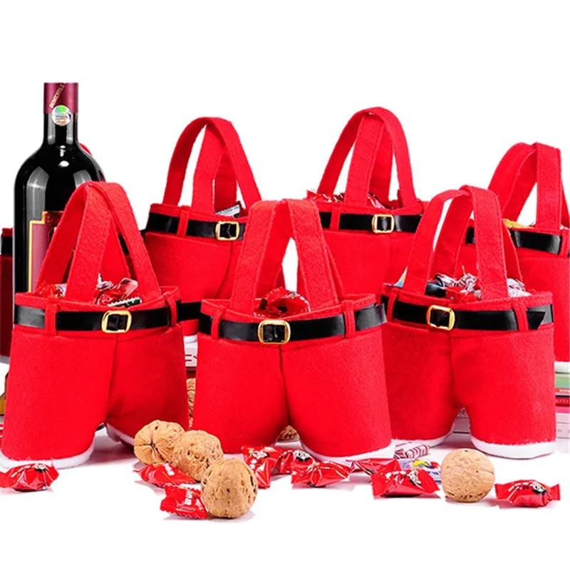 Creative Santa Pants Style Bag Cute Bags Stocking Tree Filler Sacks Stocking Xmas Gift Christmas Decorations Wedding Candy Bag