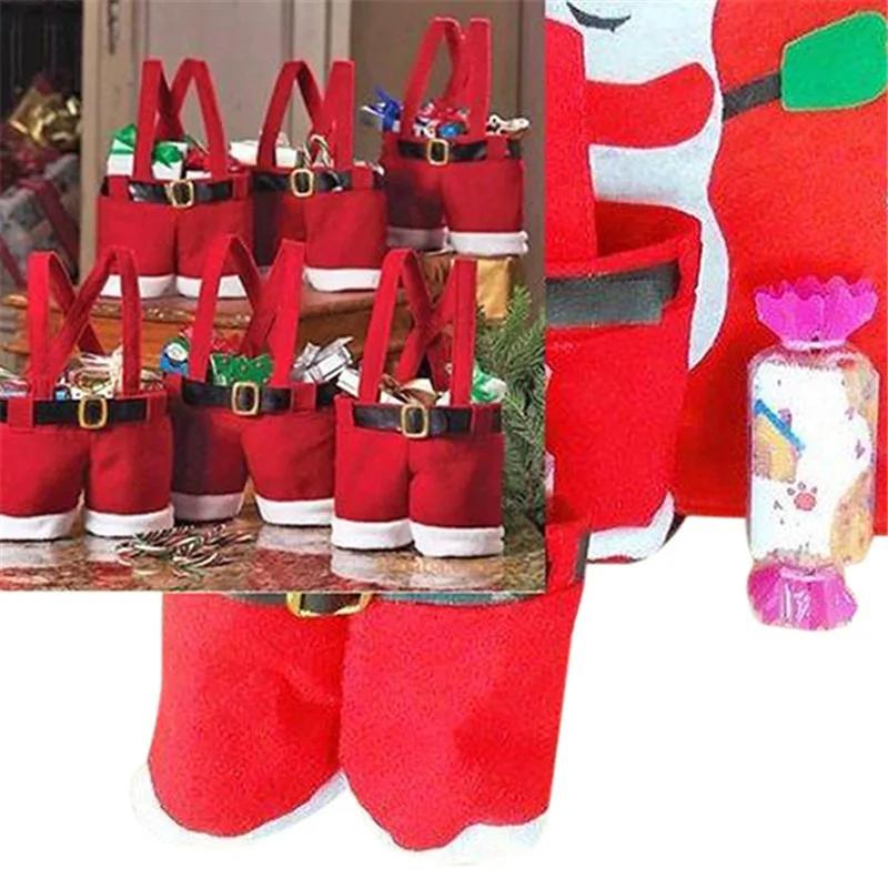 Creative Santa Pants Style Bag Cute Bags Stocking Tree Filler Sacks Stocking Xmas Gift Christmas Decorations Wedding Candy Bag