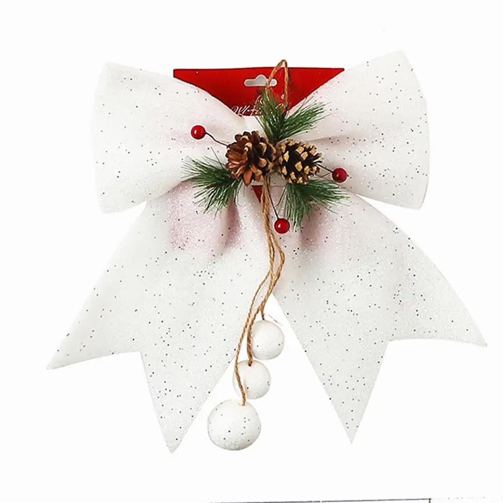 Large Red Sparkling Gold Ribbon for Christmas Tree Decoration, Pine Cone Decoration, Handmade Christmas Bow, Christmas Ornament