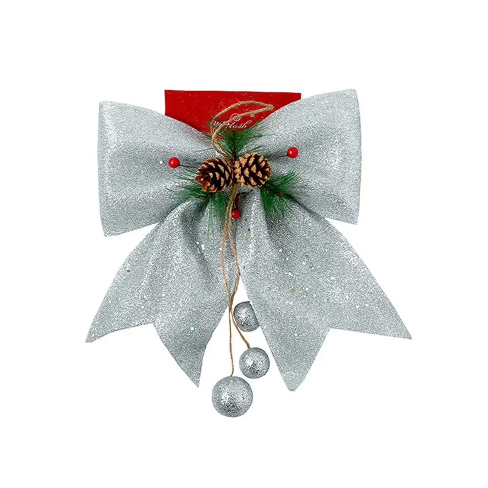 Large Red Sparkling Gold Ribbon for Christmas Tree Decoration, Pine Cone Decoration, Handmade Christmas Bow, Christmas Ornament