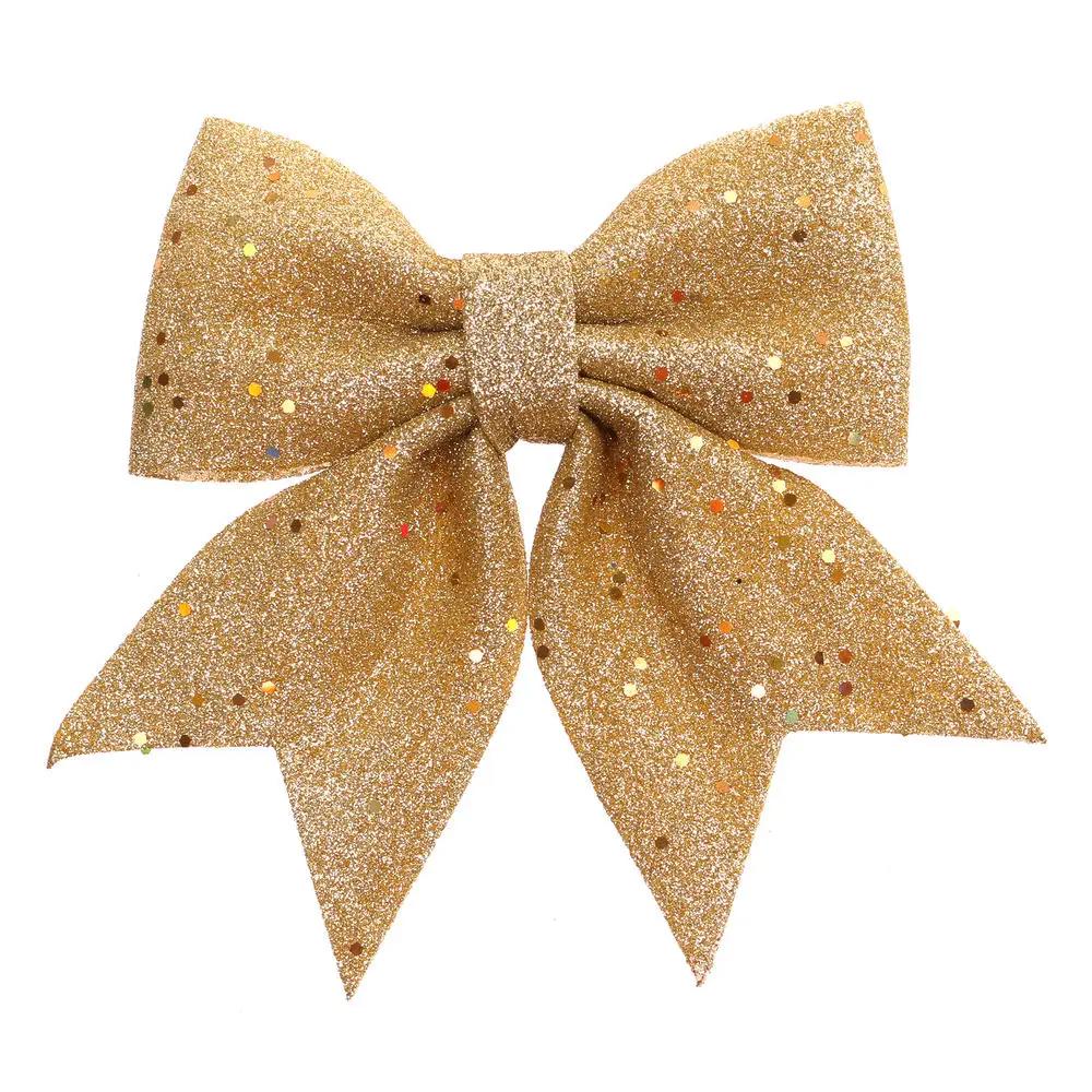 Large Red Sparkling Gold Ribbon for Christmas Tree Decoration, Pine Cone Decoration, Handmade Christmas Bow, Christmas Ornament