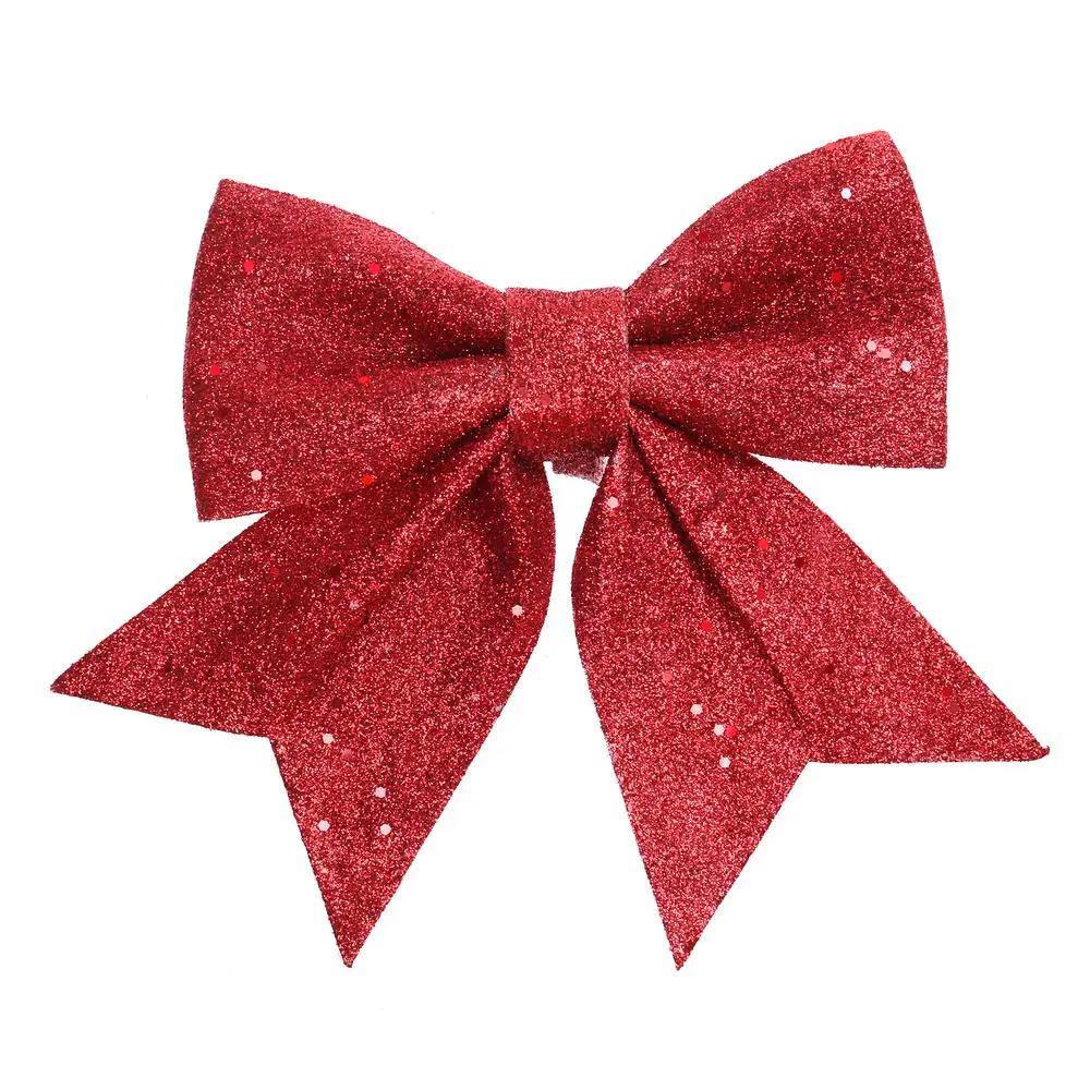 Large Red Sparkling Gold Ribbon for Christmas Tree Decoration, Pine Cone Decoration, Handmade Christmas Bow, Christmas Ornament