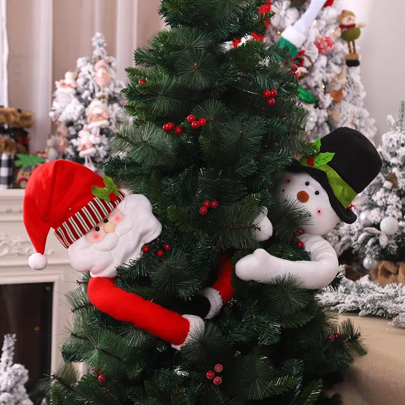 New Christmas Tree Decorations Santa Claus Figure Tree Top Star Snowman Holiday Ornaments Xmas Atmosphere Decoration Supplies