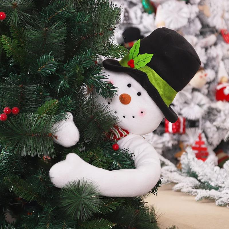 New Christmas Tree Decorations Santa Claus Figure Tree Top Star Snowman Holiday Ornaments Xmas Atmosphere Decoration Supplies