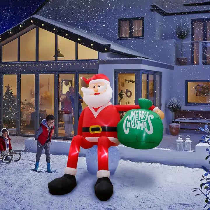 Various Styles Design Christmas Ornaments Outdoor Yard Decoration Sitting Santa Claus Inflatables For Christmas Decor