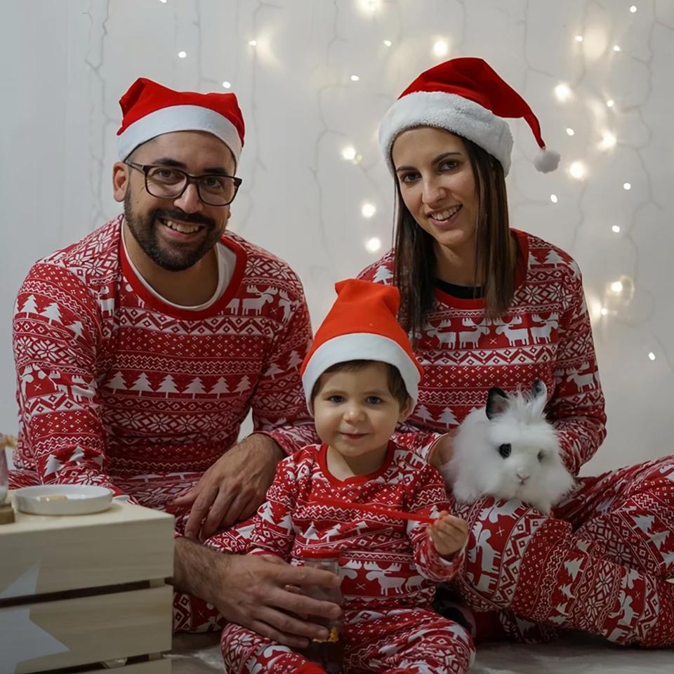 Vintage Christmas Tree Elk Print Pijama Mom Dad Children's Girl Boy Baby Dog Family Matching Pajamas Sibling Couple Loungewear