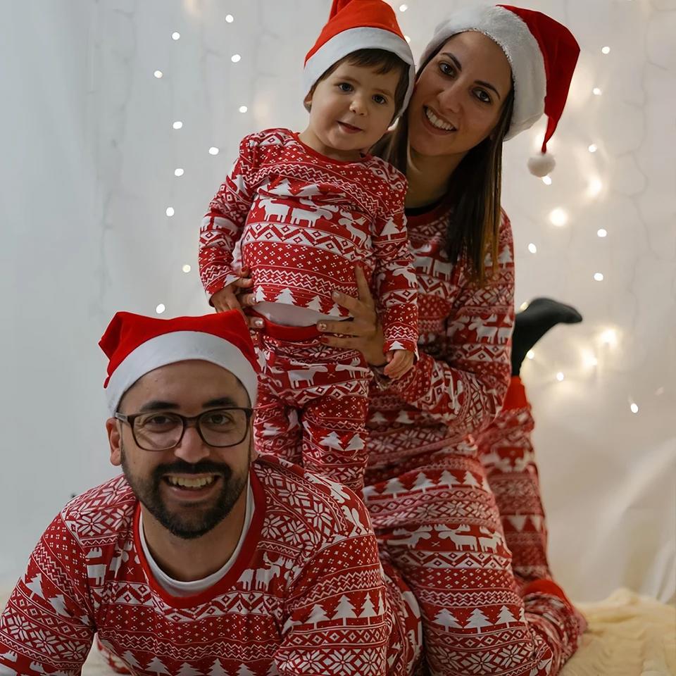 Vintage Christmas Tree Elk Print Pijama Mom Dad Children's Girl Boy Baby Dog Family Matching Pajamas Sibling Couple Loungewear