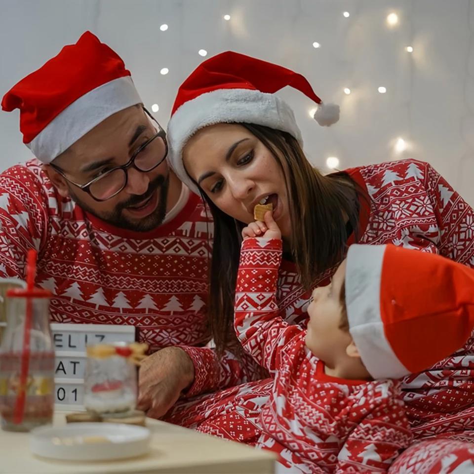 Vintage Christmas Tree Elk Print Pijama Mom Dad Children's Girl Boy Baby Dog Family Matching Pajamas Sibling Couple Loungewear