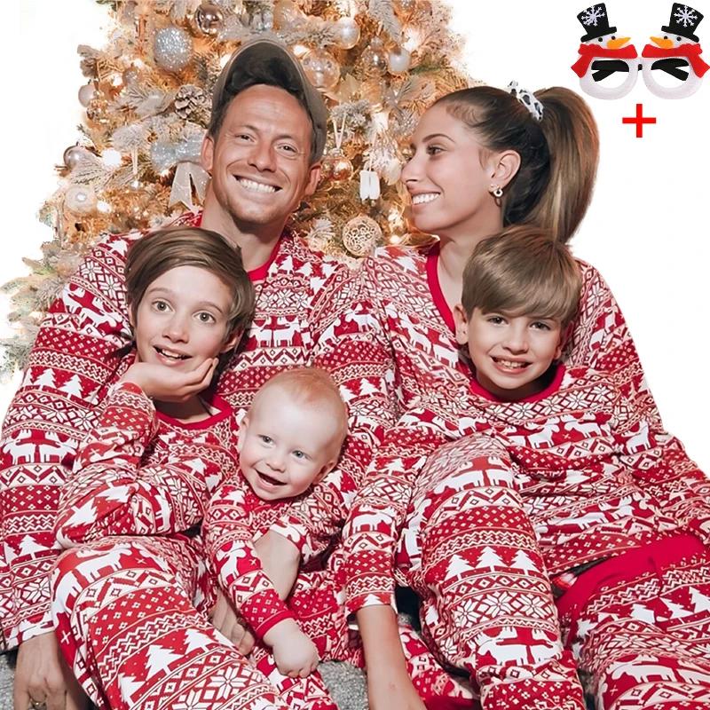 Vintage Christmas Tree Elk Print Pijama Mom Dad Children's Girl Boy Baby Dog Family Matching Pajamas Sibling Couple Loungewear