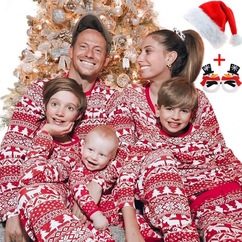 Vintage Christmas Tree Elk Print Pijama Mom Dad Children's Girl Boy Baby Dog Family Matching Pajamas Sibling Couple Loungewear