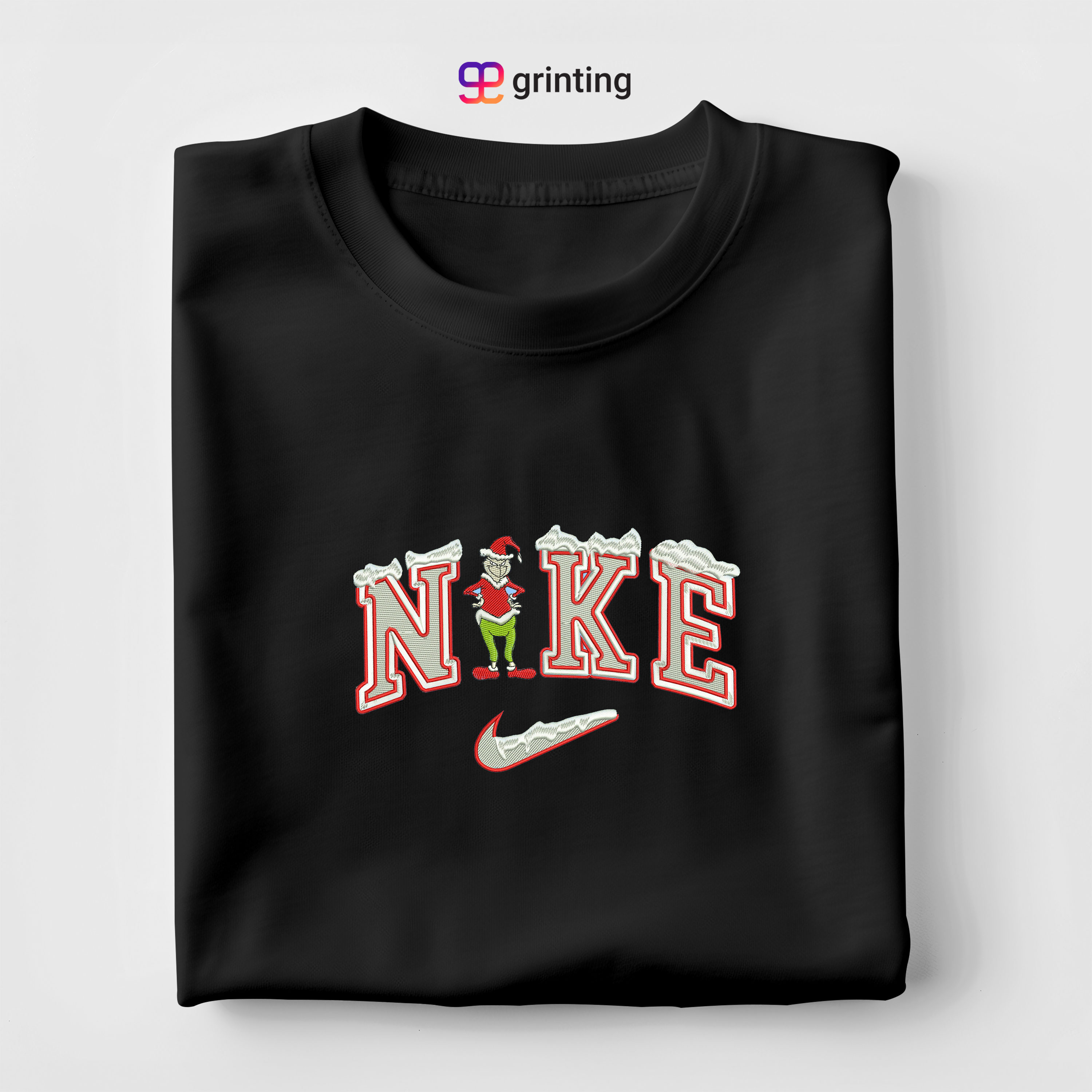 Nike Grinch Santa Snow Embroidered Sweatshirt & Shirt – Premium Comfort and Style