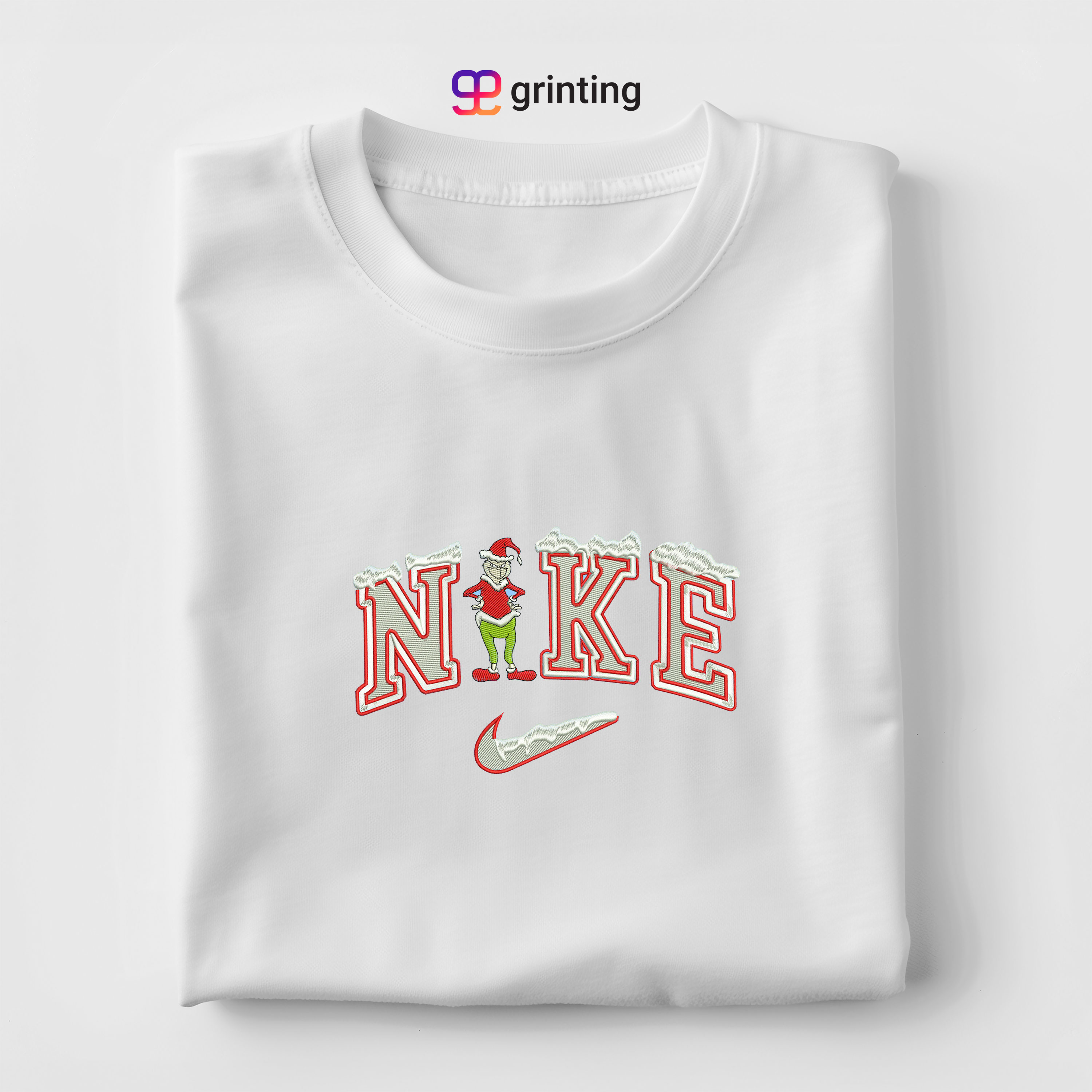 Nike Grinch Santa Snow Embroidered Sweatshirt & Shirt – Premium Comfort and Style