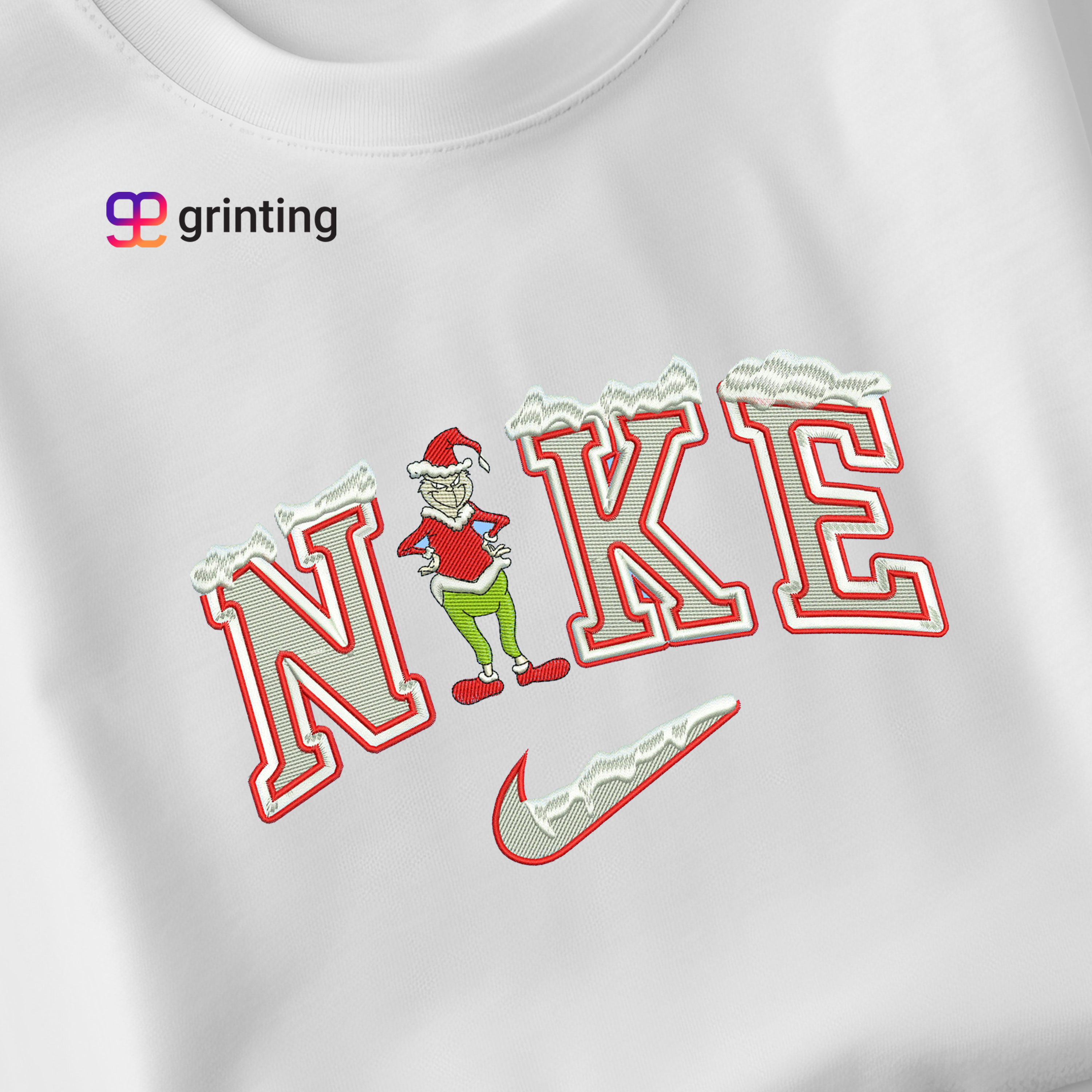Nike Grinch Santa Snow Embroidered Sweatshirt & Shirt – Premium Comfort and Style