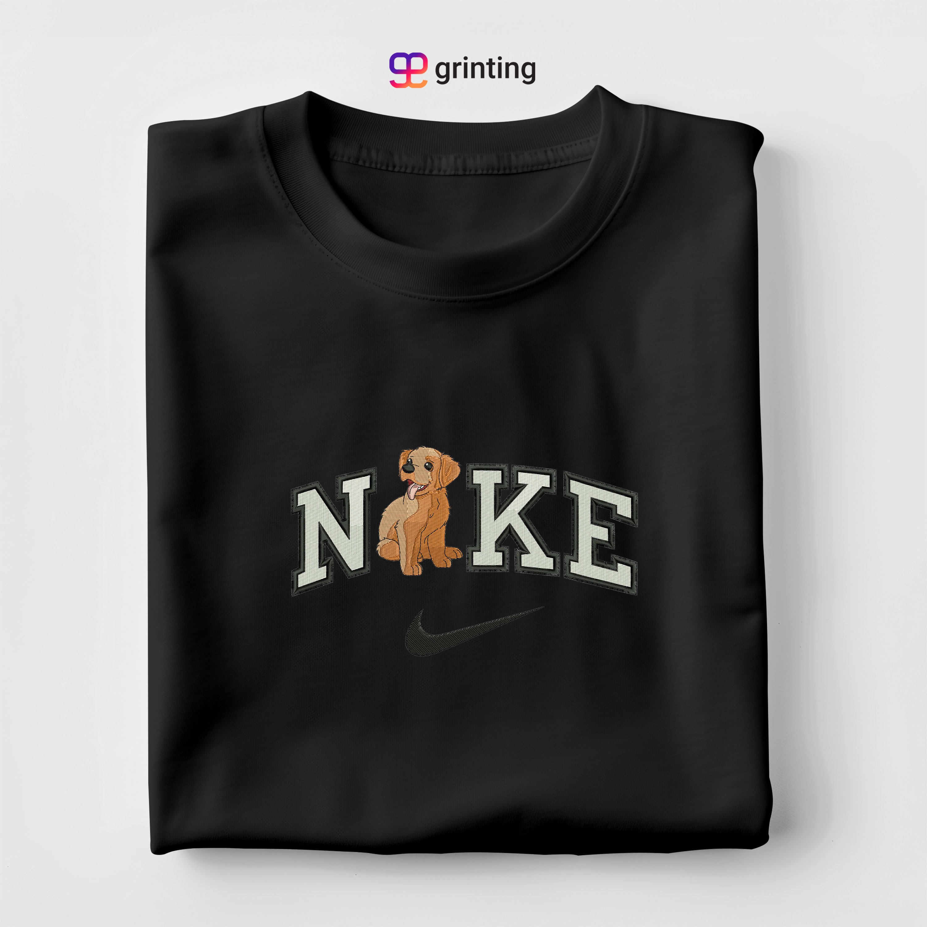 Nike Golden Dog Embroidered Sweatshirt & Shirt – Premium Comfort and Style
