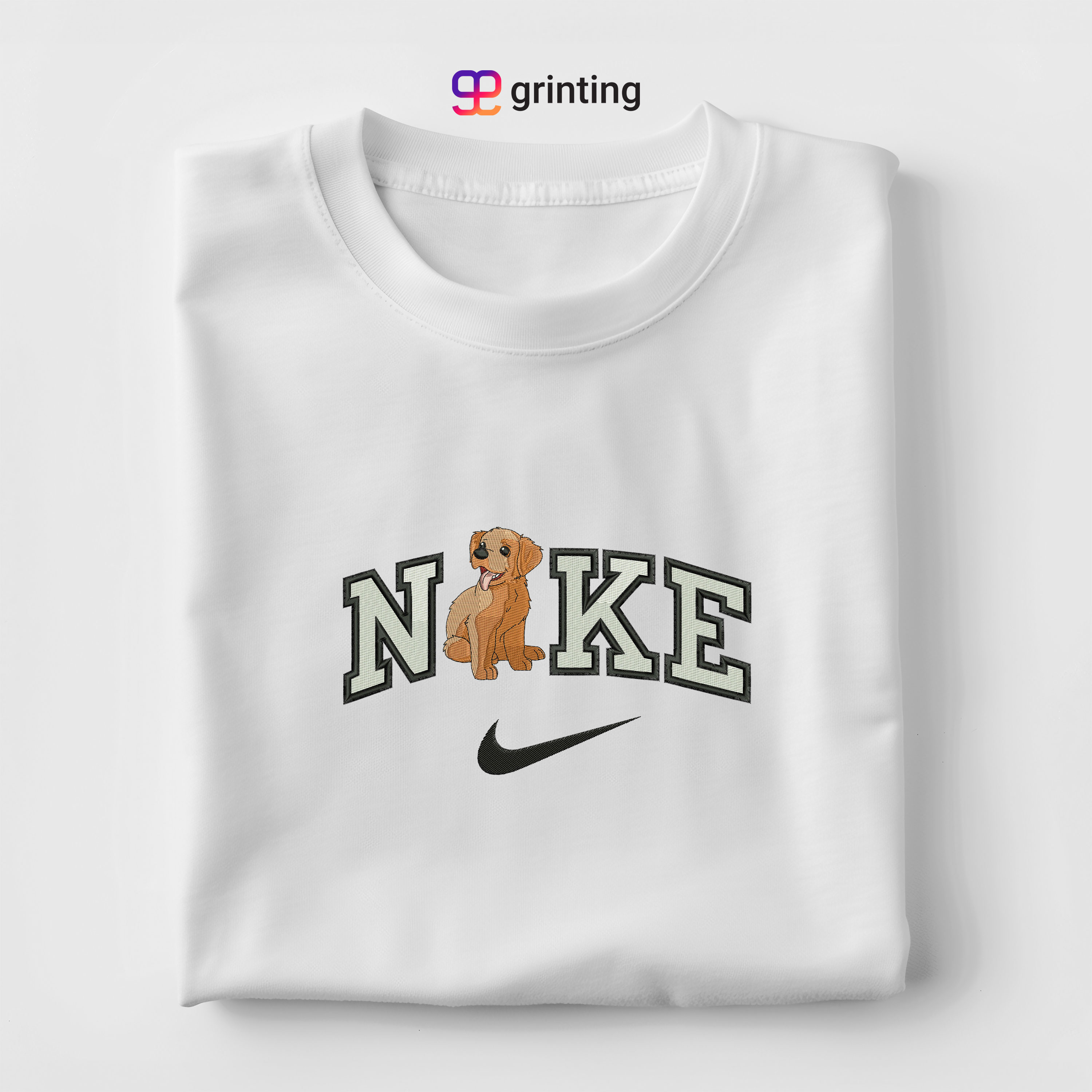Nike Golden Dog Embroidered Sweatshirt & Shirt – Premium Comfort and Style